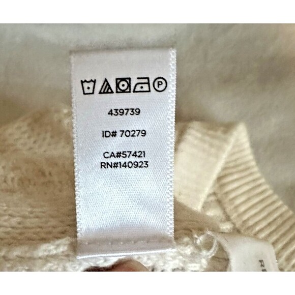 LOFT Basketweave Pointelle Shirttail Sweater - Cream/Ivory - Size Large - Picture 11 of 13